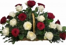 Red and White Roses Mourning Basket