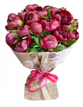 Crimson peonies from 5 to 51